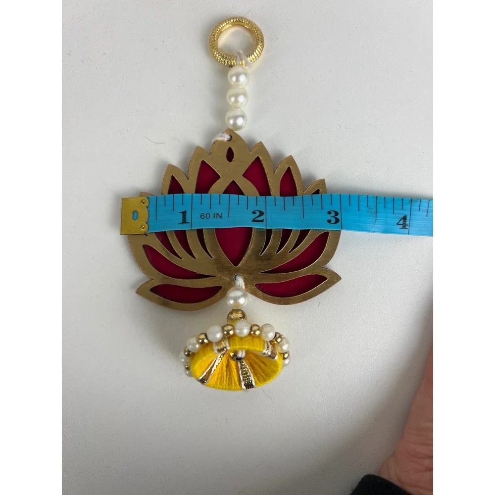 Indian Lotus Tassel Hang Decor Diwali Pooja Wedding‎ Ornate X9 Gold Red Yellow
